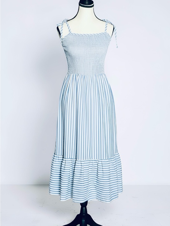 Mia Belle Girls Dresses & Skirts - Mia Belle Girls Smocked Midi Dress with Tie Straps in Light Blue - Small, NWT